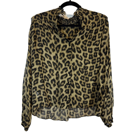 ba&sh Animal Print Ruffle Blouse - Picture 2 of 6